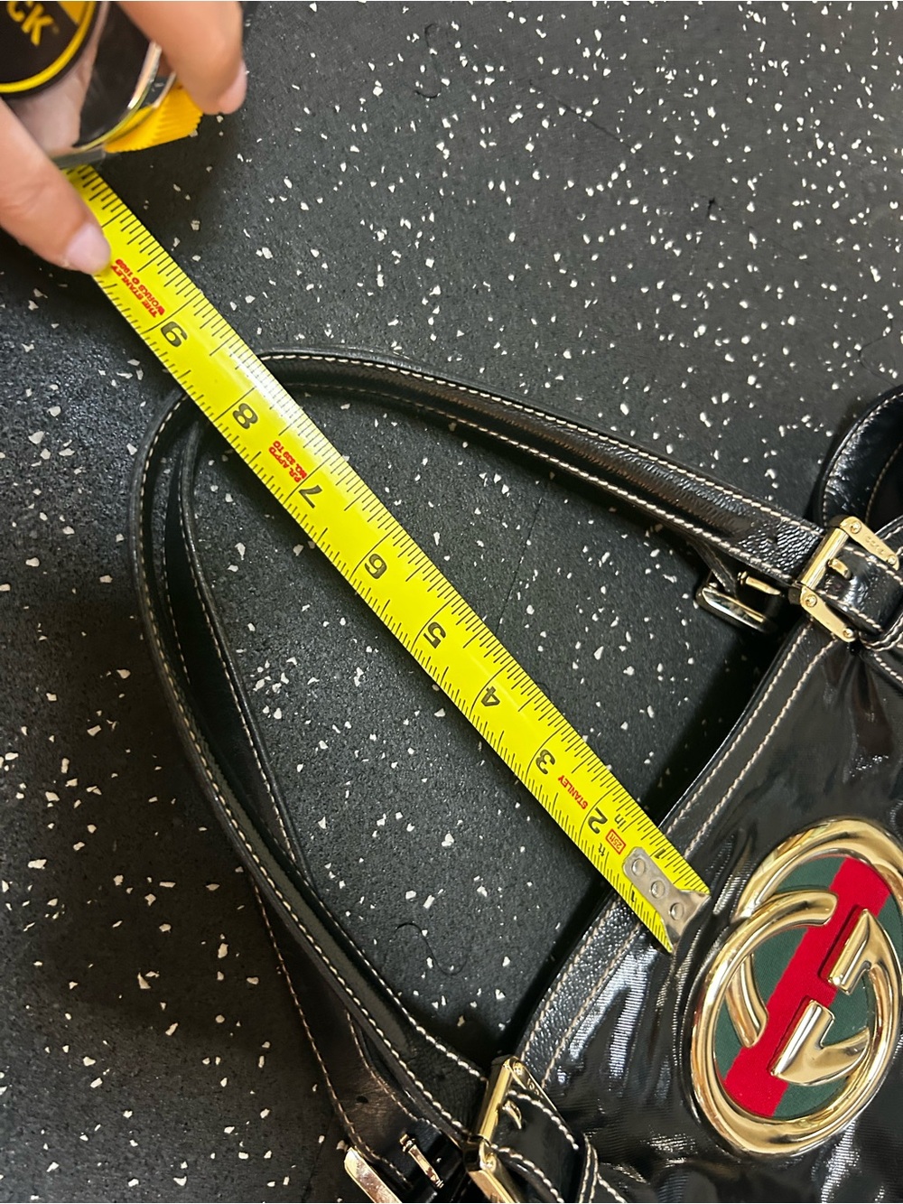 Gucci Black Shoulder Bag with Gold and Red Logo - Picture 8 of 11